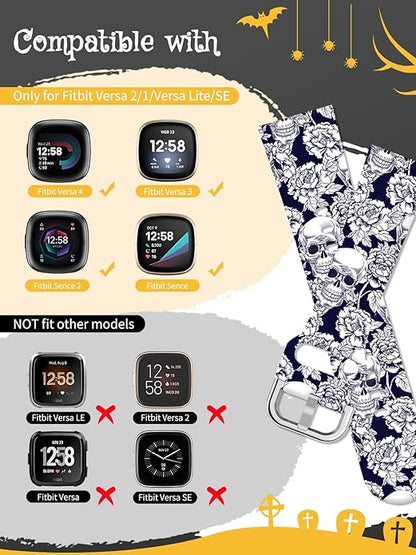 Watbro Halloween Holiday Band Compatible with Fitbit Versa 3 / Sense/Fitbit Versa 4 / Sense 2 Bands for Women Men,Soft Silicone Cute Sport Pumpkin Strap