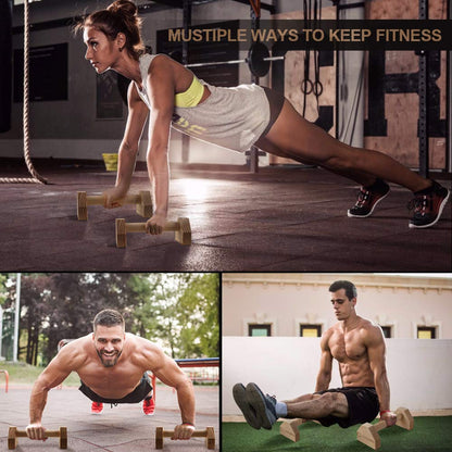 Push-up Stand, 2 PCS Wood Pushup Bars Non-Slip Base Exercise Home Workout Equipment, 30CM Wooden
