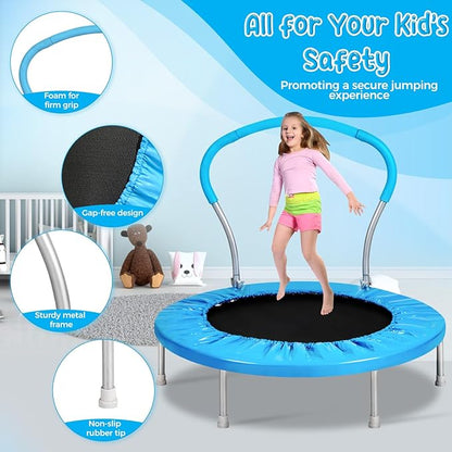 Mini Trampoline for Kids, Indoor Toddler Trampoline with Handle, Child Small Rebounder Trampoline for Indoor and Outdoor Use