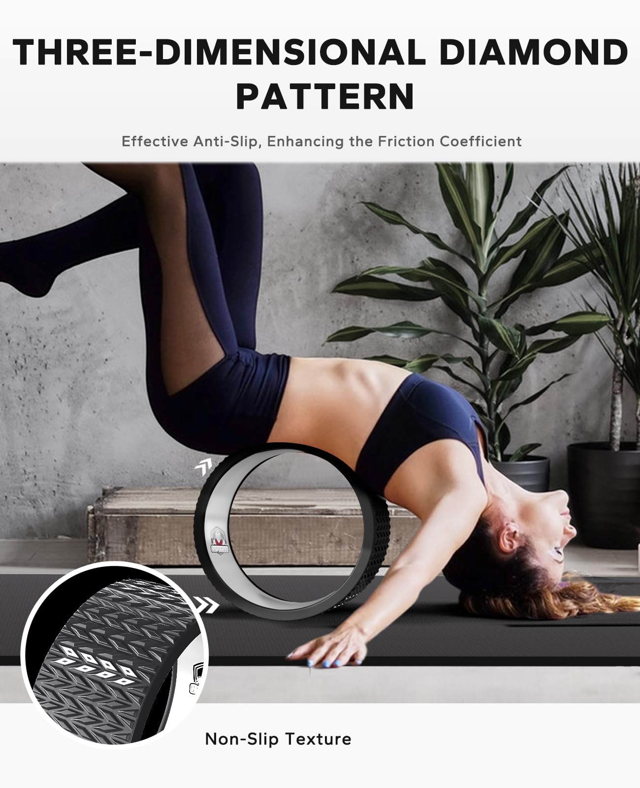 HAPBEAR Yoga Wheel Set with Exercise Ball, 12'' Back Roller Wheel for Back Pain Relief, Foam Roller