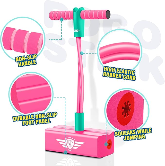 CUUGO LET'S GO! CG Jumping Promotes Growing Taller- Pogo Stick Foam Pogo Jumper for Kids, Toys for 3-12 Year Old Boys Girls Outdoor Toys Indoor Toys Fun Gifts Christmas Stocking Stuffers Gifts
