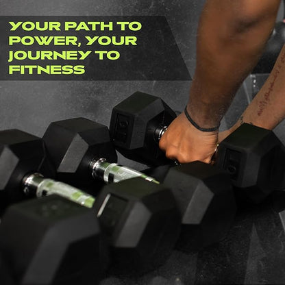 Rubber Coated Dumbbells - No Roll Design Easy-Grip Steel Knurled Handle, Weights Dumbbells Set for Strength Training - Ideal Weights Set for Home Gym - 10-60 LBS SOLD INDIVIDUALLY