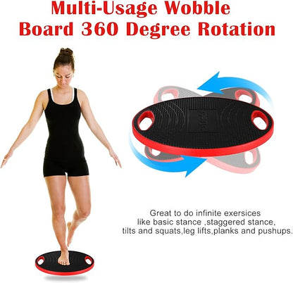 NALANDA Wobble Balance Board, Core Trainer for Balance Training and Exercising, Healthy Material Non-Skid TPE Bump Surface, Stability Board for Kids and Adults Black
