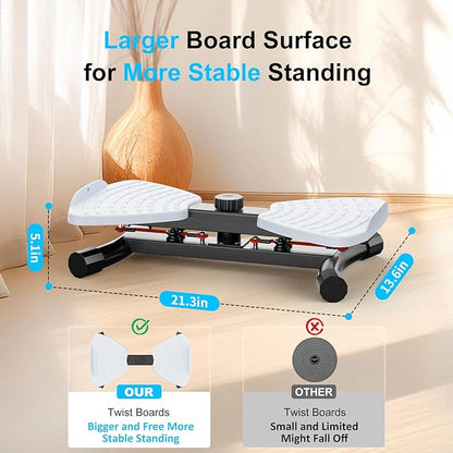 Waist Twister Ab Machine, 300 lbs Capacity Exercise Twist Board with Resistance Bands, Core Trainer Belly Fat Burner, Noiseless Waist Sculptor with Foot Massage