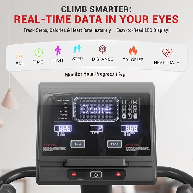 Stepper Machine, GMWD Stair Climber with LED Screen, Commercial Grade Stair Stepper Exercise Machine with 15 Resistance Levels, 441LBS, 24-164 Steps/Minute, Black