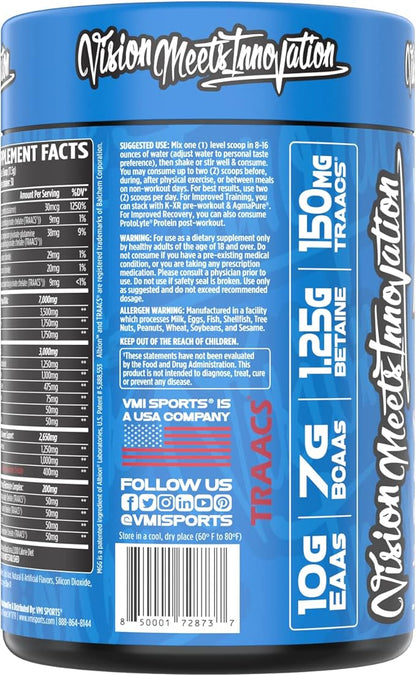 VMI Sports Aminogex Ultra | BCAA Powder | Amino Acids + Betaine and Glutamine | Amino Acid Post Workout Recovery Drink | Intra Workout Drink with Electrolytes | (30 Servings) (Patriot Pop)
