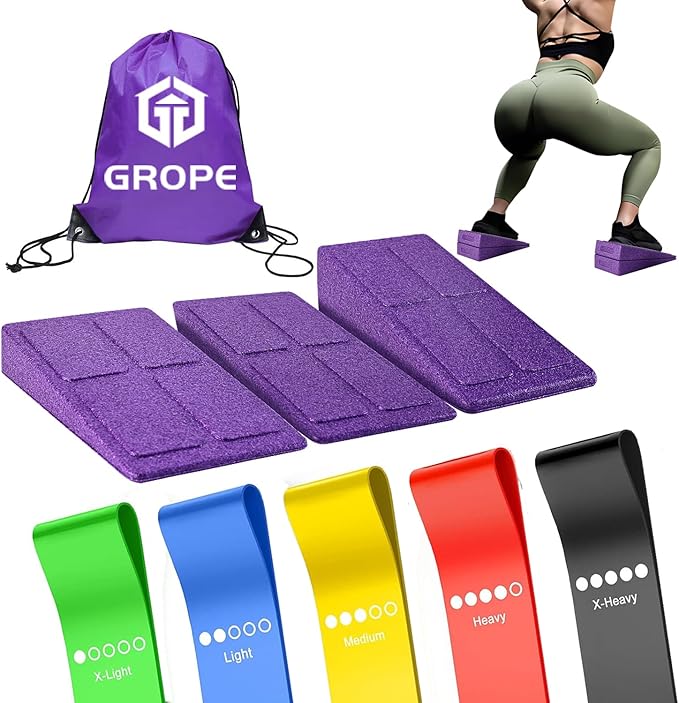 Slant Board Squat Wedge for Calf Stretchingï¼? Pcs 12" x 6.3" Foot Stretcher Balance Board for Plantar Fasciitis, Adjustable Foam Slant Board Wedge Great for Exercises