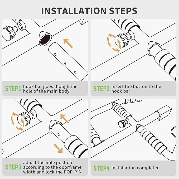 New Upgrade Pull Up Bar for Doorway with Ergonomic Grip - Upto 440 Lbs Capacity, No Screwing or Slipping - USA Original Patent, Designed, Shipped, Warranty