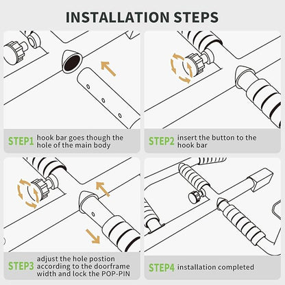 New Upgrade Pull Up Bar for Doorway with Ergonomic Grip - Upto 440 Lbs Capacity, No Screwing or Slipping - USA Original Patent, Designed, Shipped, Warranty