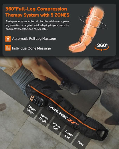 Sequential Air Compression Leg Recovery System : Professional Rechargeable Full Leg Compression Boots for Post-Workout Muscle Relaxation - Recovery Device for Athletes Runners Gym Users