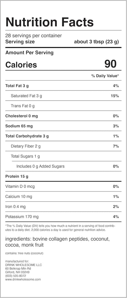 drink wholesome Chocolate Collagen Protein Powder | for Sensitive Stomachs | Gut Friendly | Additive & Dairy Free | No Artificial Sweeteners | No Bloating, Farts or Gas | No Constipation or Diarrhea