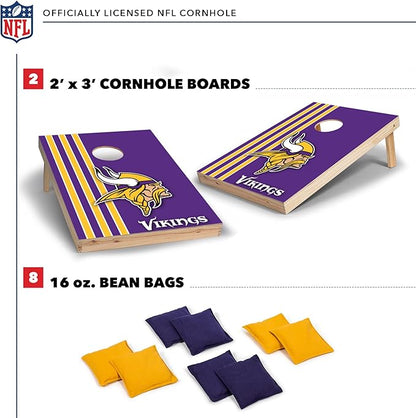 NFL 2' x 3' Solid Wood Cornhole Set with Direct Print HD Team Graphics – Great Gift for Any Football Fan! Bean Bag Toss Family Outdoor Games