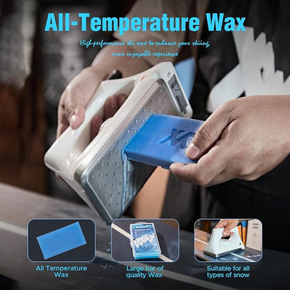 XCMAN Complete Ski Snowboard Tuning Waxing Combo Kit with Waxing Iron,Ski Wax,Side Edge Tuner,Ptex Base Repair,Gummy Stone,Diamond Stones for ski Snowboard EdgeTuning