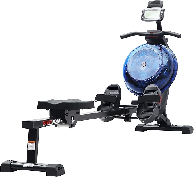 Sunny Health & Fitness Elite Water Rowing Machine with High Dynamic Resistance Vertical Tank, Low-Impact Full-Body Workout and Optional Free SunnyFit App Connectivity
