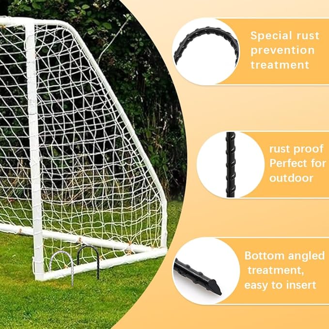 12" Trampoline Stake Anchors high Wind u Stakes for Ground Anchors Heavy Duty Stakes Trampoline Anchor Accessories (Black-4PCS)