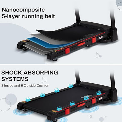 Treadmills for Home, 15% Auto Incline, 0.5-10 MPH, 18" Belt, 3 HP, 350lb Capacity, Foldable, Bluetooth App