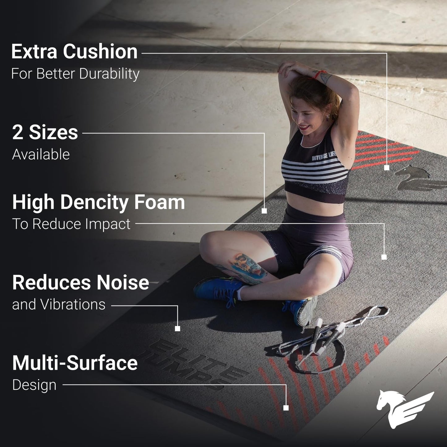 Elite Jumps Jump Rope Mat, Non-Slip Fitness Mat, Jumbo