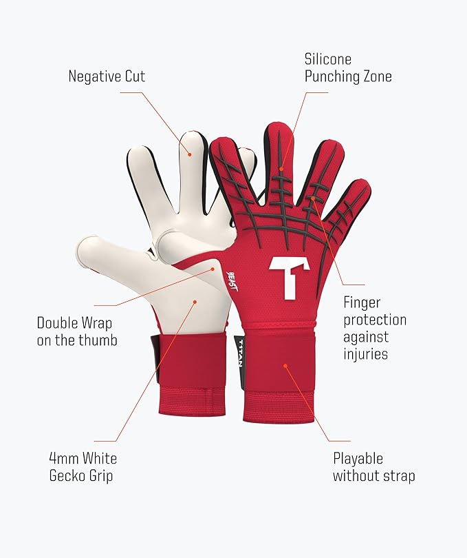 T1TAN Beast Goalkeeper Gloves - with Finger Protection - Soccer Goalie Gloves Adult - Professional Goal Keeper Gloves for Youth, Men & Women - Size 6-11