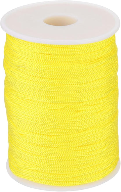 MECCANIXITY 1/12 Inch Polypropylene Rope Braided Ropes, 328ft Nylon Rope Hollow Utility Cord for Clothesline, Camping, Hiking, Outdoor, Yellow