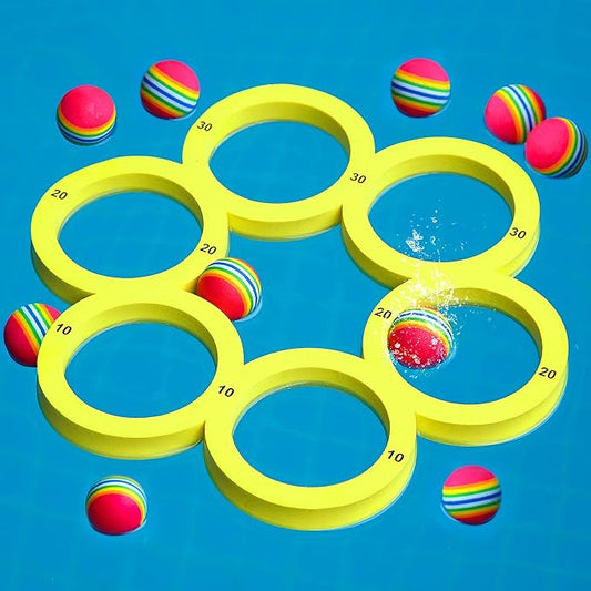 Hiboom Pool Game with Score, Combo Foam Pool Floats with 10 Colorful Tossing Balls, Toss Game