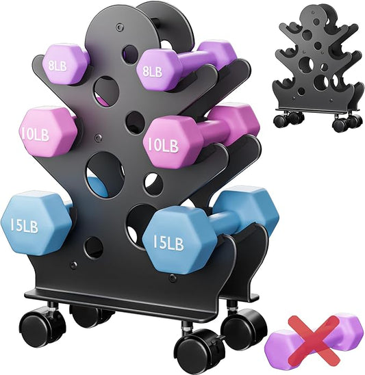 Dumbbell Rack Stand Only(Dumbbells Not Included) - Dumbbell Storage Rack with/without Wheels, Space Saver for Home Gym.