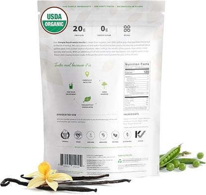 Sprout Living Organic Pea Protein Powder, Vanilla Flavor, 20 Grams of Plant Based Organic Protein Powder Without Sweeteners, Non Dairy, Non-GMO, Dairy Free, Vegan, Gluten Free (1 Pound, 15 Servings)