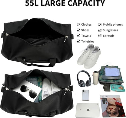 Gym Bag for Men, 22 inch Large Duffle Bag, 55L Lightweight Water-Resistant Weekender Duffel Bag for Travel, Sports, Camping, Overnight