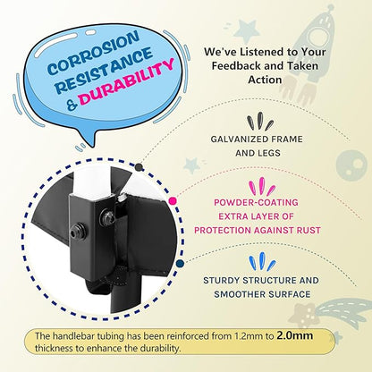 SkyBound 36 Inch Indoor Trampoline for Kids - Kids Trampoline Indoor with Handle - Toddler Trampoline with Upgraded 2.0mm Steel Pipe and Handlebar - Mini Indoor Trampoline for Kids Age 3 and Above
