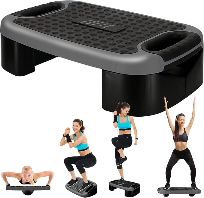 4-In-1 Aerobic Balance Board and Step Up Exercise Platform - Adjustable Multifunctional Balance Board Slant Board, Steppers for Exercise - Home Workout Non Slip Stepper Platform