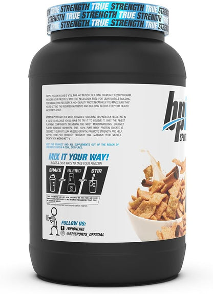 BPI Sports Hydro HD - 100% Hydrolyzed Whey Protein Powder - Muscle Growth, Recovery, 25g of Hydrolyzed Protein, Low Carb, Low Sugar, Fast Absorbing (23 Servings, Cinnamon Cereal)