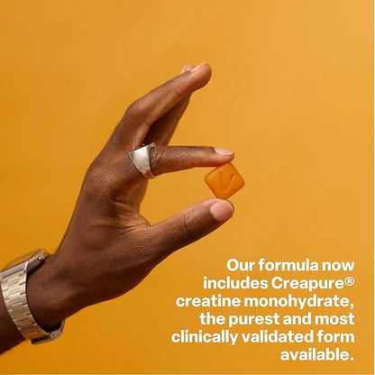 Creatine Gummies 5g Monohydrate + Taurine & B12 - Sugar-Free, Vegan, Gluten-Free - Citrus Mango - 120 Count (30 Servings) for Strength, Energy & Focus