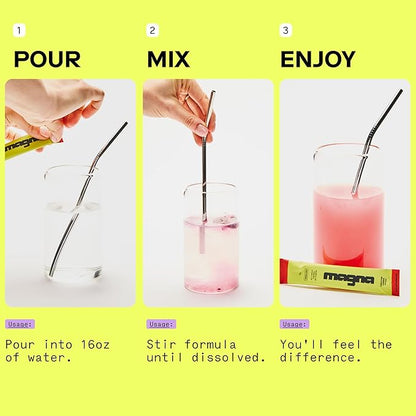 MAGNA Electrolyte Powder Drink Mix for Hydration, Energy & Focus Support with Magnesium L Threonate, Sodium, Potassium, Vitamin D, B6 & B12, Sugar Free, Tea Lemonade Flavor, 7 Servings