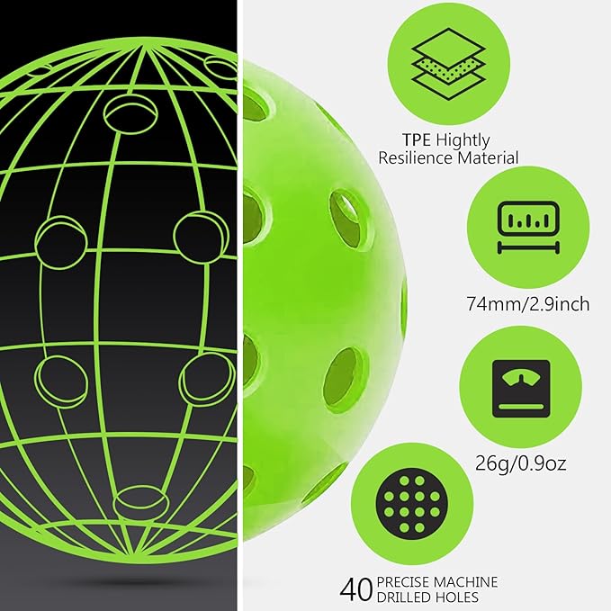 Navona 48 Pack Premium 40-Holes Outdoor Pickleball Balls, Meet USAPA Official Requirement, Perfectly Balanced, High Bounce True Flight, Durable Outdoor Pickleball Set