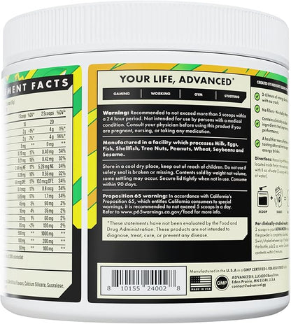 Advanced Energy - Energy Boosting Formula with Electrolytes for Hydration - L-Theanine to Combat Jitters - Sugar Free & Keto Friendly - No Maltodextrin (40 Servings) (Calamansi)