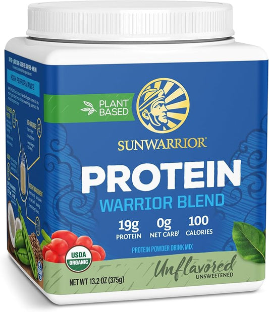 Sunwarrior Organic Plant Based Protein Powder | Vegan Organic Protein Powder Unflavored with BCAA Amino Acids & Hemp Seed Pea Blend | Non-GMO Soy Dairy Filler & Gluten Free (Unflavored, 15 Servings)