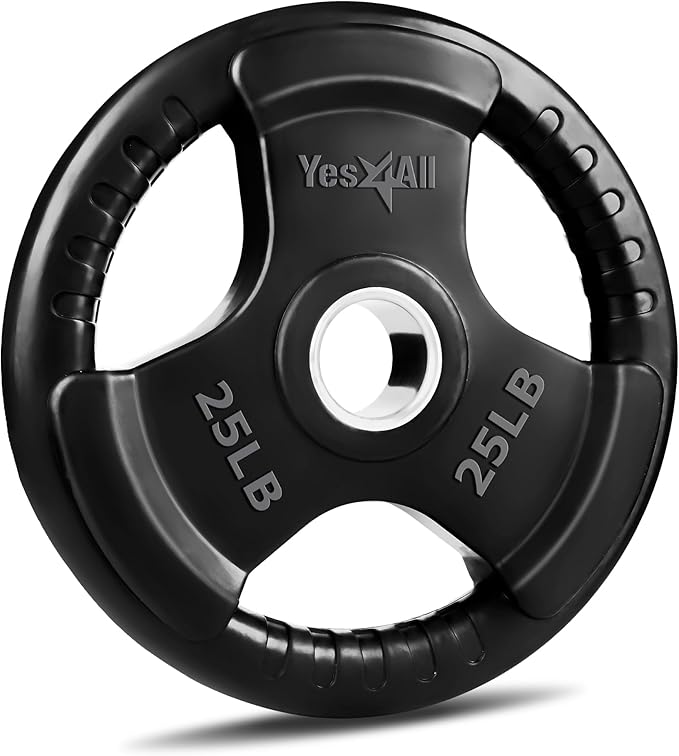 Yes4All Rubber Grip Plates for Barbell, 2-Inch Weight Plates for Weightlifting and Strength Training in Home Gym (Single, Pair and Set)
