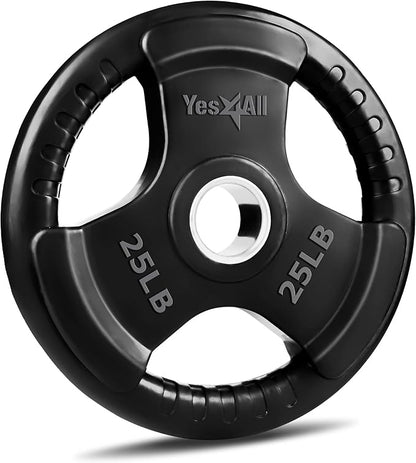 Yes4All Rubber Grip Plates for Barbell, 2-Inch Weight Plates for Weightlifting and Strength Training in Home Gym (Single, Pair and Set)