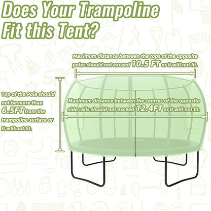 Gardenature 10FT/12FT/14FT Trampoline Tent(Tent Only), Fit Round Trampolines, Shade Cover with LED Light, Outdoor Trampolien Accessories, Anti-Tear