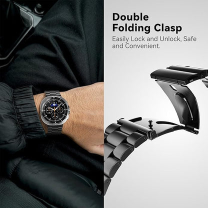 Compatible with Samsung Galaxy Watch 8 Band 40mm 44mm Galaxy Watch 8 Classic 46mm 2025, No Gap Business Stainless Steel Metal Band Strap for Galaxy Watch 8 Men Women, Black