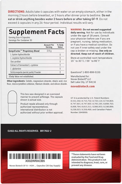 Novex Biotech GF-9 ??HGH Boosting Supplement for Men ??Workout Complex for Men ??Support Energy, Endurance, Sleep, 120 Ct (30-Day Supply)