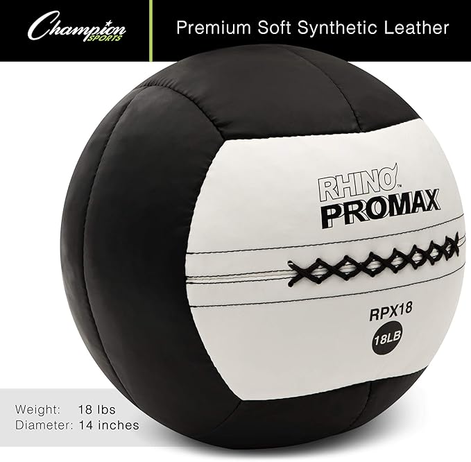 Champion Sports RPX16 Rhino Promax Slam Balls, 16 lb, Soft Shell with Non-Slip Grip, Medicine Wall Exercise Ball for Weightlifting, Plyometrics, Cross Training, & Home Gym Fitness