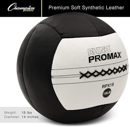 Champion Sports RPX16 Rhino Promax Slam Balls, 16 lb, Soft Shell with Non-Slip Grip, Medicine Wall Exercise Ball for Weightlifting, Plyometrics, Cross Training, & Home Gym Fitness