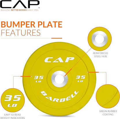 CAP Barbell 2-Inch Olympic Bumper Plate Weight Set | 100-370 lbs | Multiple Options
