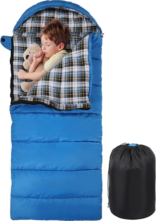 REDCAMP Kids Mummy Sleeping Bag for Camping, 3 Season Cold Weather Sleeping Bag Fit Boys,Girls &