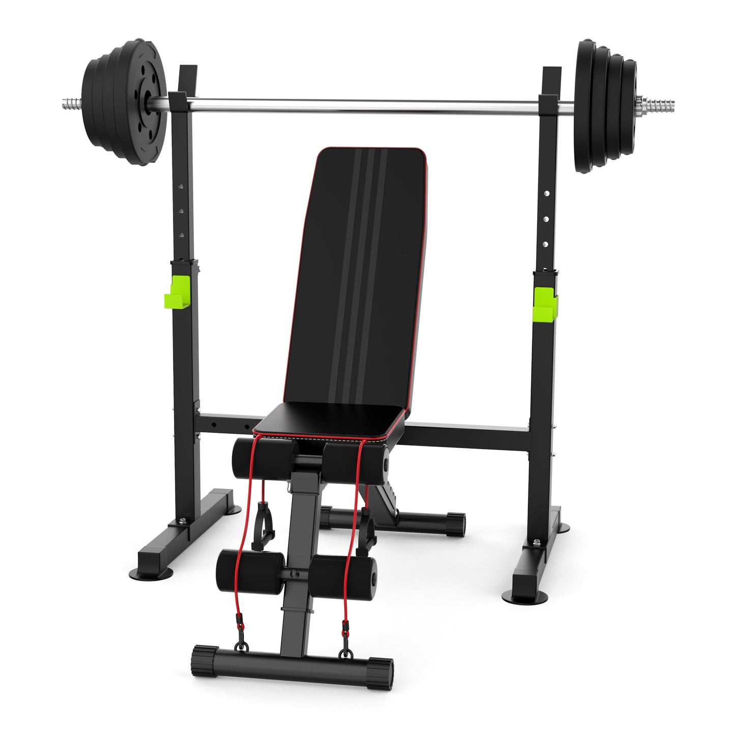 FitinOne Squat Rack, Height-Adjustable Dumbbell Rack for Home Gym, Multi-Function Barbell Rack