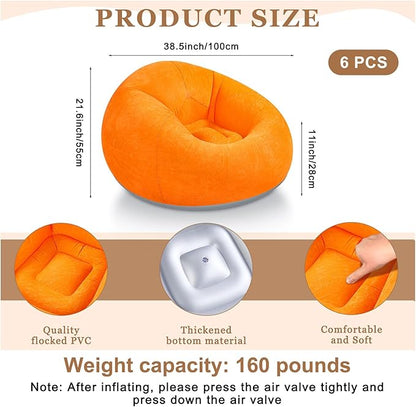 Realspring 6 Pcs Bean Bag Chairs for Adults Inflatable Chairs with Electric Air Pump,Blow up Couch Folding Portable Inflatable Couch Lazy Sofa for Reading Living Room Camping (Colorful)