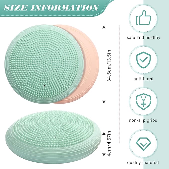 Libima 4 Pcs Wiggle Seat Inflated Wobble Cushion for Sensory Kid 13 Inches Balance Disc Flexible Seating for Classroom Sensory Pad for Chair Wiggle Cushion with Needle Pump