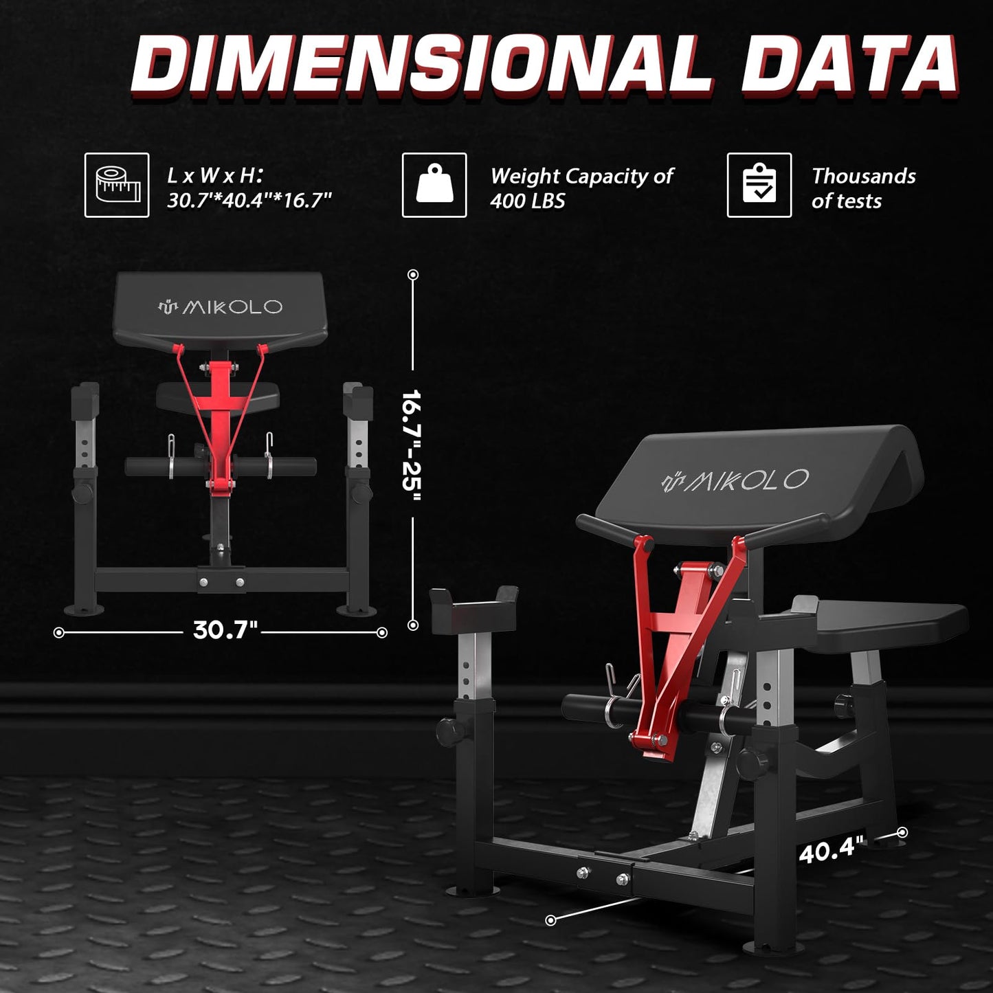 Mikolo Preacher Curl Bench, Plate Loaded Bicep Curl Machine, Bicep Workout Equipment，2 in 1 Arm