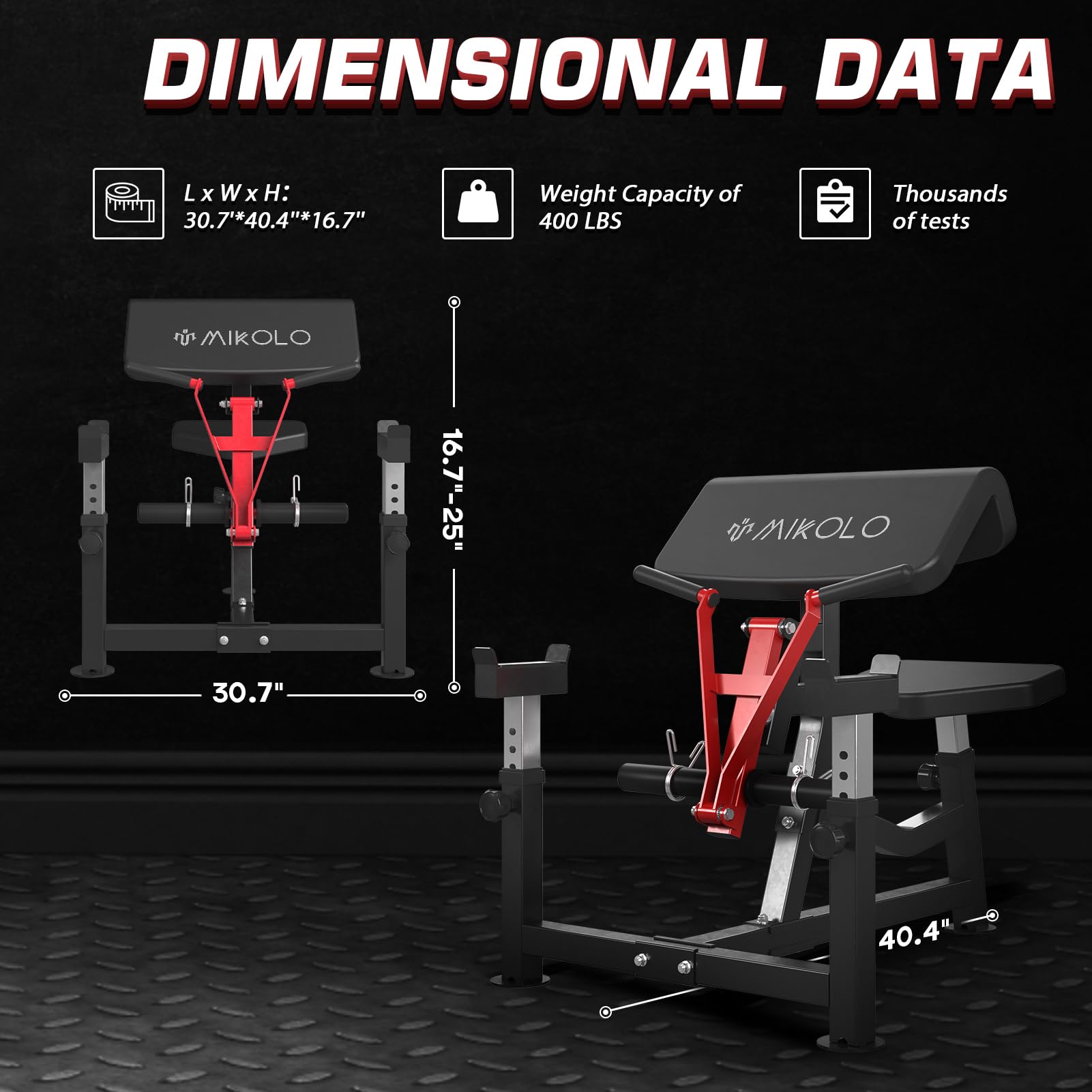 Mikolo Preacher Curl Bench, Plate Loaded Bicep Curl Machine, Bicep Workout Equipment，2 in 1 Arm