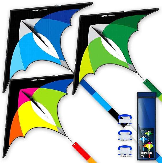 3-Piece Set Delta Kite for Easy to Fly Large Kite for Kids and Adults - Perfect Family Outdoor Toy, Beach Fun for Family Activities